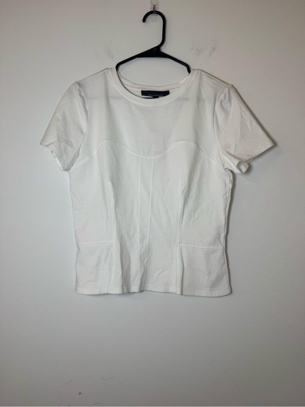 NWT White House Black Market Seamed Bodice Tee White Size M